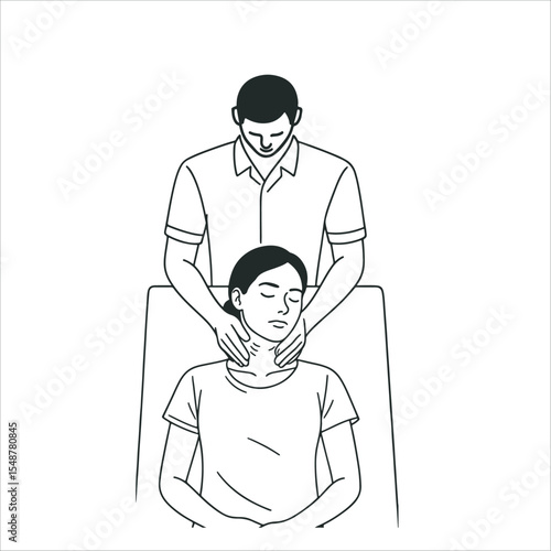 Chiropractor performing a neck massage on patient. chiropractor and healing client for  healthcare healthcare 