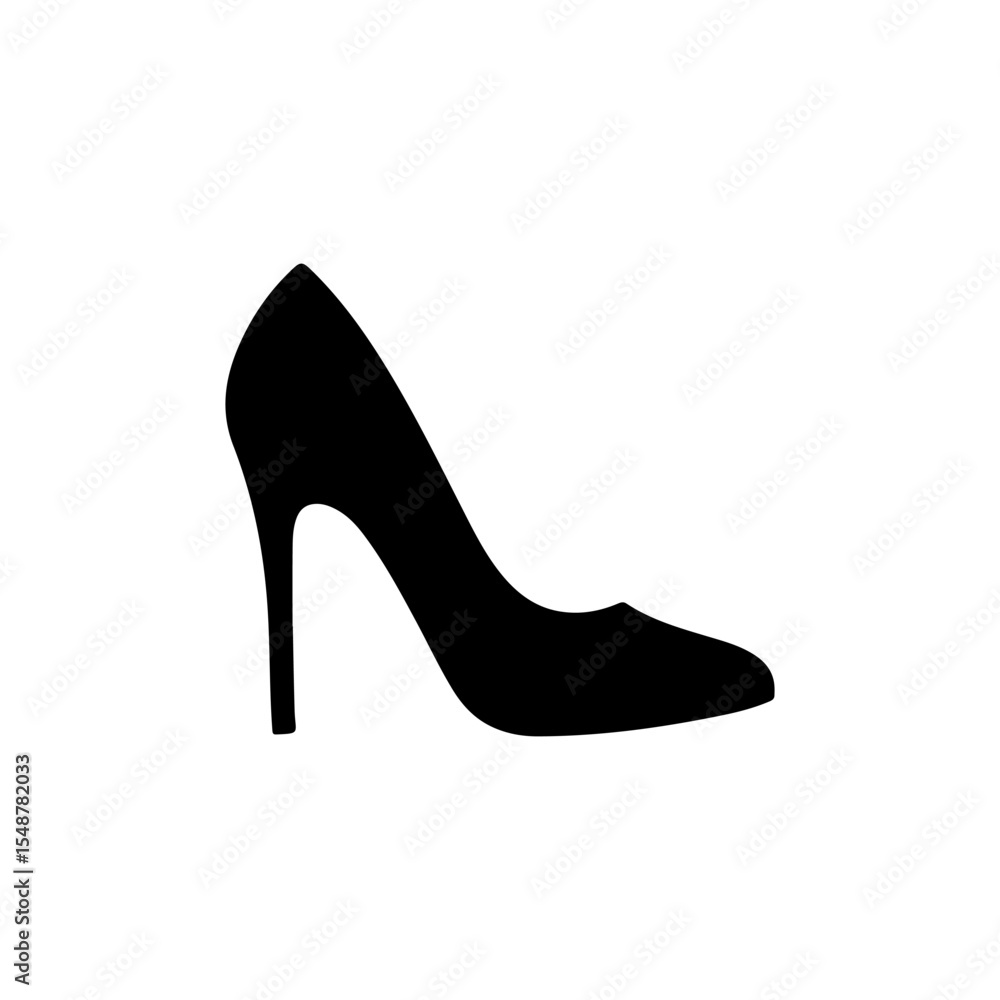 Black women shoe silhouette icon vector flat design. Black women shoe silhouette icon vector flat design.