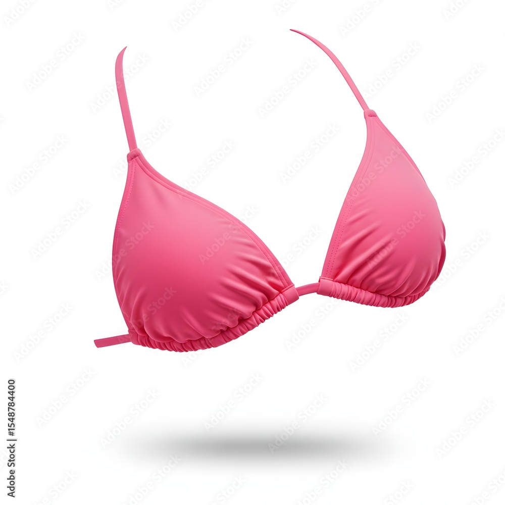 Floating Pink Bikini Top: Isolated on White, Summer Fashion Concept Floating Pink Bikini Top: Isolated on White, Summer Fashion Concept