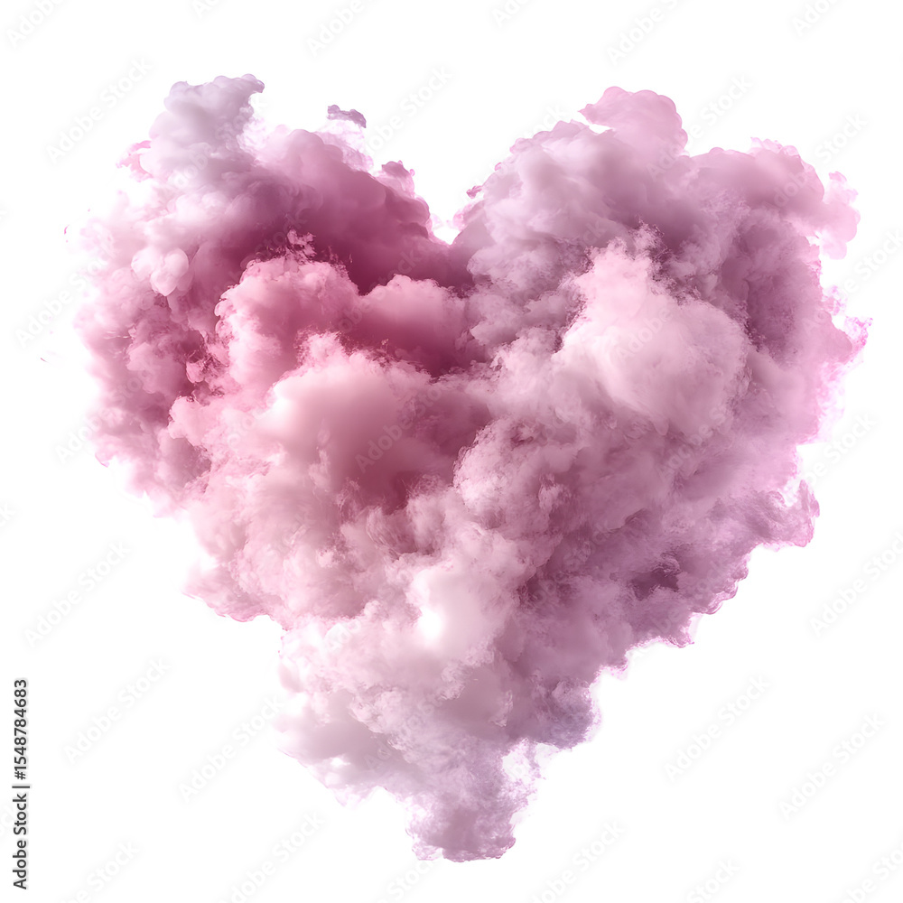 Fototapeta premium Romantic heart-shaped cloud formation with soft pink hues against black background