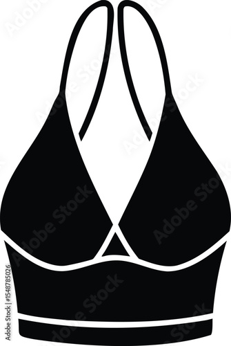 Black and white outline of a halter top bra vector design