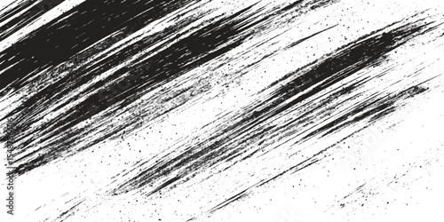 Abstract background with a distressed appearance grunge effect, It features a predominantly white surface covered with irregular black scratches, splatters.