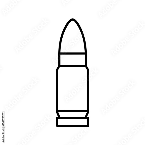 Bullet icon outline style representing ammunition for firearms