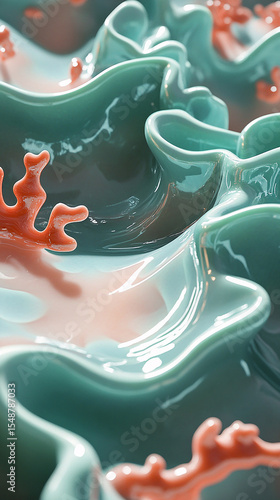 a sleek abstract liquid display 3d design on vertical background