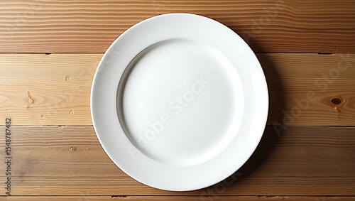 Simple Elegance A Clean White Dinner Plate on Rustic Wood