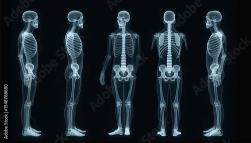 Create a Collection of images of human joints and bones, orthopedic icons. elbow, knee, hip, shoulder, spine, ankle, brain mri and human skeleton in x-ray style. Orthopedic icons. . Vector art