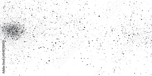 Black and white texture with a grunge aesthetic image in background,  The black splatters and smudges are scattered unevenly across the surface.