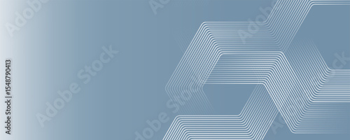 Abstract hexagon lines on gray background. Geometric stripe line art design for poster, brochure, cover, website, banner.