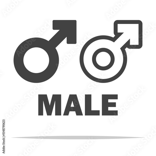 Male gender symbol outline icon transparent vector isolated