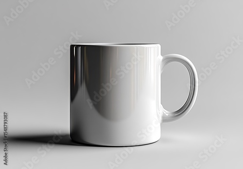 Glossy White Coffee Mug Curved Handle Mockup

