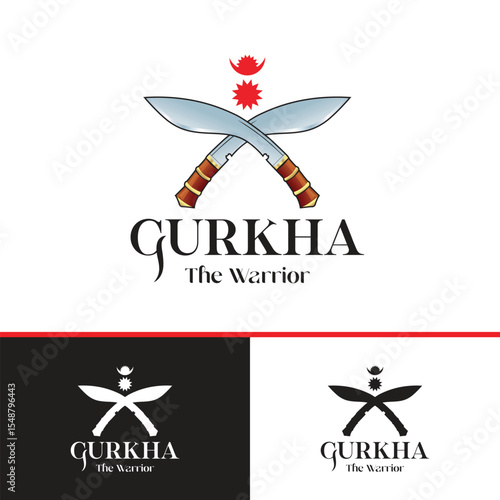Gurkha warrior logo with kukri knives