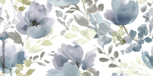Elegant Floral Watercolor Seamless Pattern Artistic Botanical Print for Textile Wallpaper Design