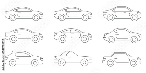 Car icon in different style vector illustration. two colored and black car vector icons designed in filled, outline, line and stroke style can be used for web, mobile, ui. Car icon vector illustration