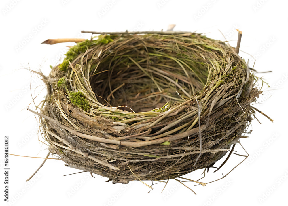 Obraz premium natural-bird-nest-- isolated on white background png, generated