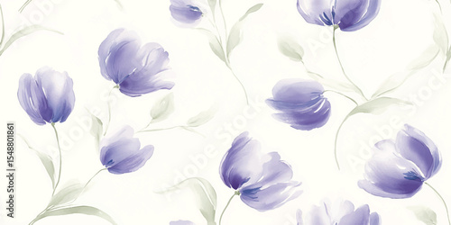 Soft Tulip Watercolor Seamless Pattern Gentle Floral Vector Print for design, textile, packaging, fabric wallpaper branding, stationery wrapping paper interior decor