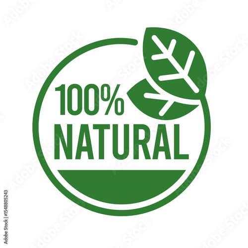 Set 100% Natural and organic Product Vector Icon Circle Sign. Healthy Food Emblem. Organic food Badge.	