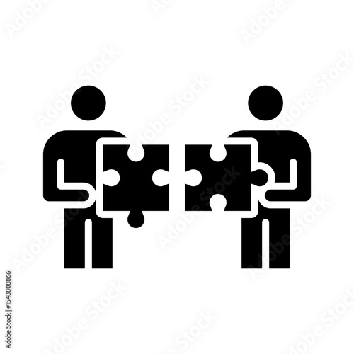 Team Misalignment Icon Glyph Style People Holding Puzzle Pieces Not Fit Collaboration Conflict