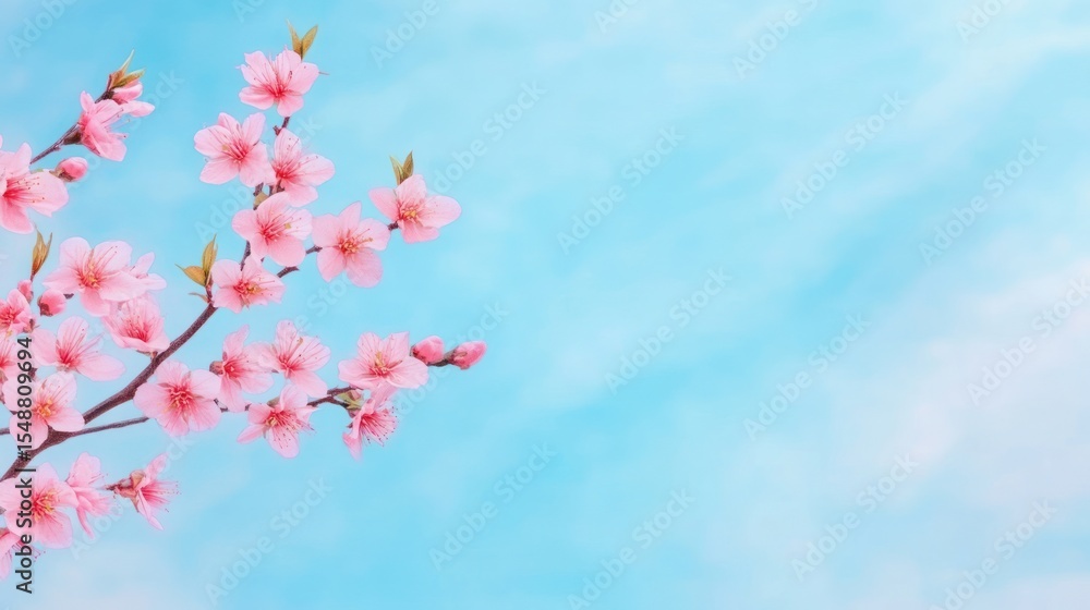 Pink blossoms against light blue sky Pink blossoms against light blue sky