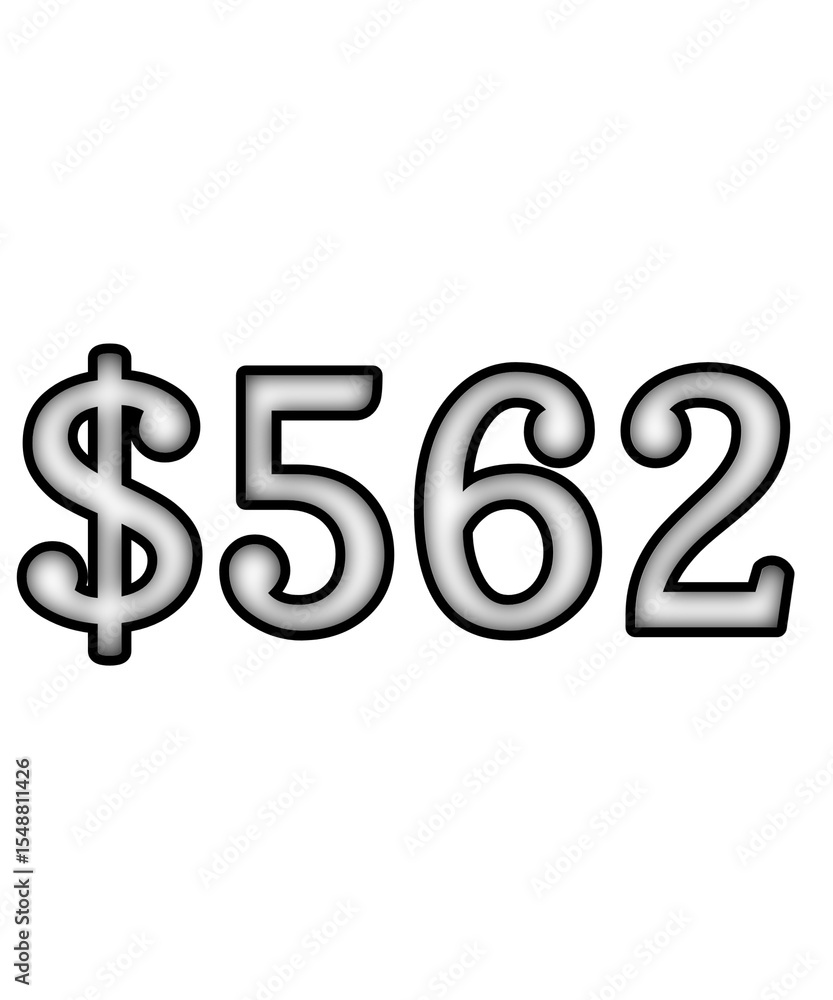 dollar sign on white background $562 dollar sign on white background $562