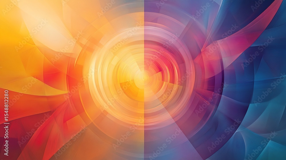 Obraz premium Abstract half warm, half cool, radial swirls in vibrant colors