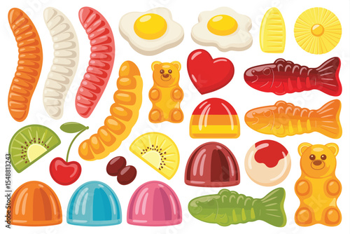 Assortment of Colorful Candies and Sweets
