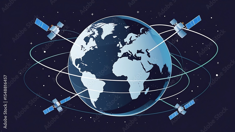 Fototapeta premium Global Satellite Network Connecting Earth