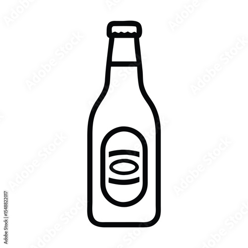 Line art icon of a beer bottle Premium Vector