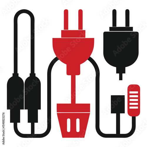 Diagram of Multiple European Power Plugs and Cables