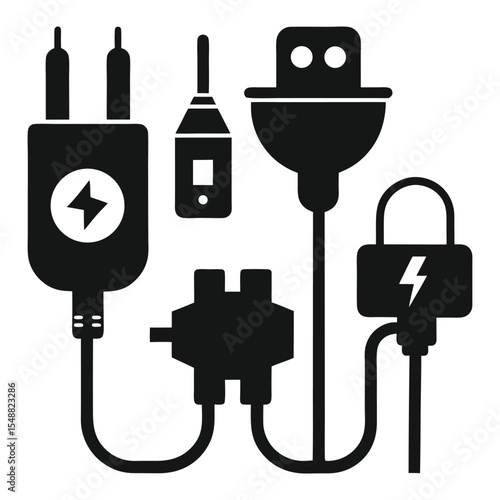 Diagram of Multiple European Power Plugs and Cables