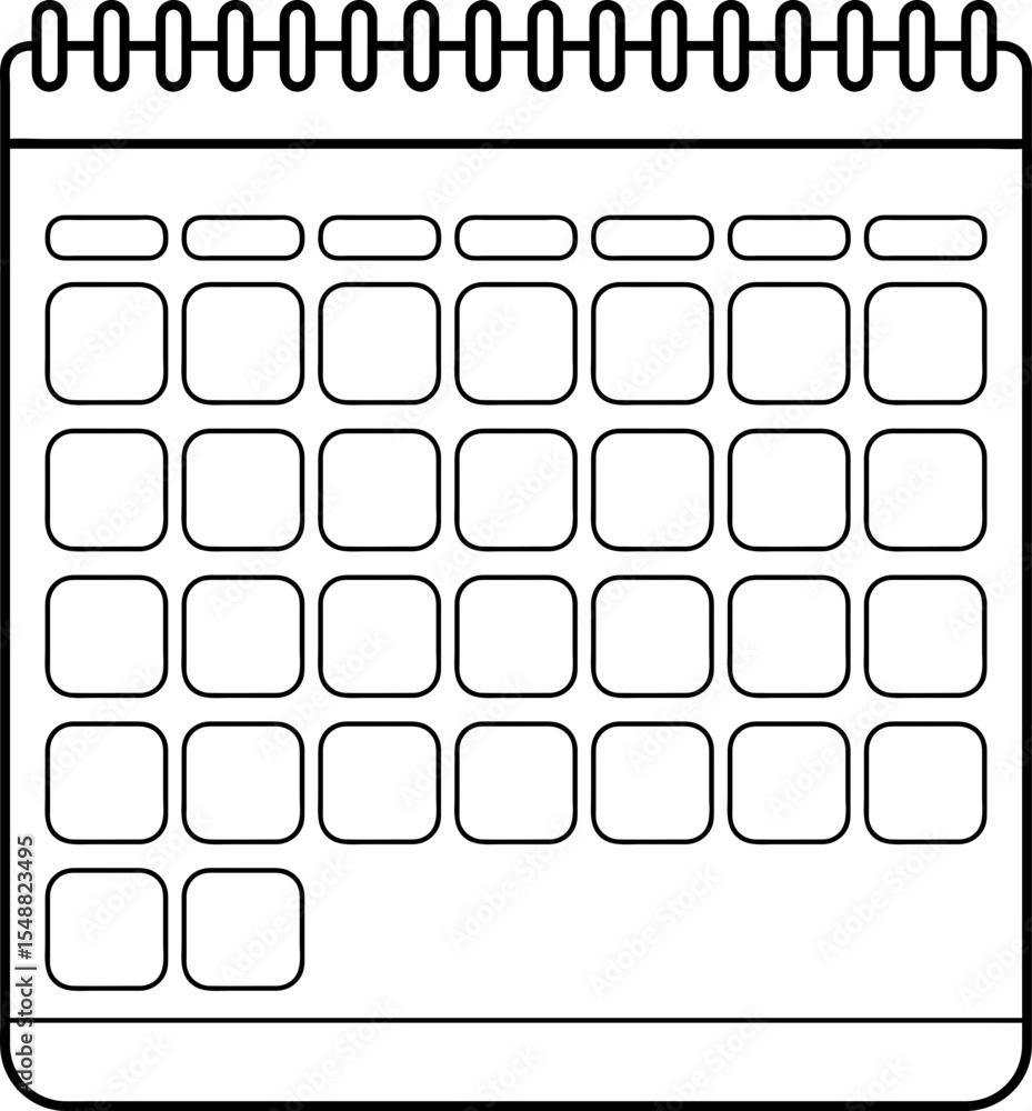 Blank Spiral-Bound Calendar Template: Minimalist Grid Design Blank Spiral-Bound Calendar Template: Minimalist Grid Design