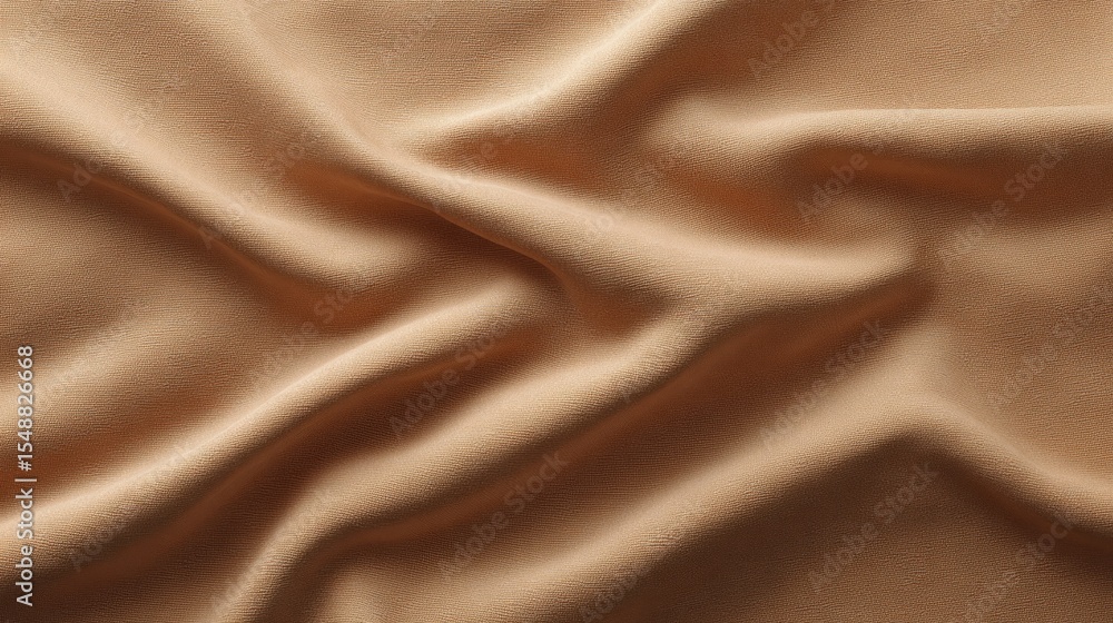Fototapeta premium Soft Textured Fabric in Warm Beige Color with Natural Creases and Drape