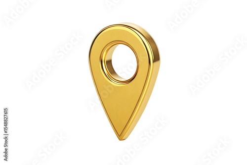 3d golden location pin icon isolated on transparent background