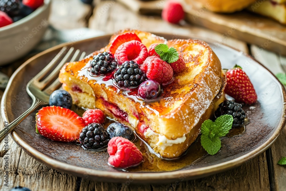Stuffed French toast with cream and fresh berries Stuffed French toast with cream and fresh berries