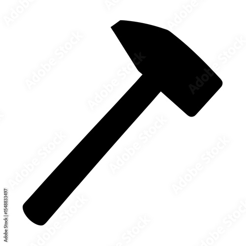 Simple black silhouette of a generic hammer on a white background image
