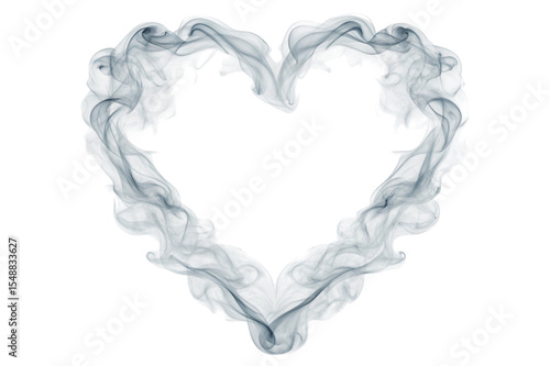 Abstract smoke heart shape frame isolated on transparent background