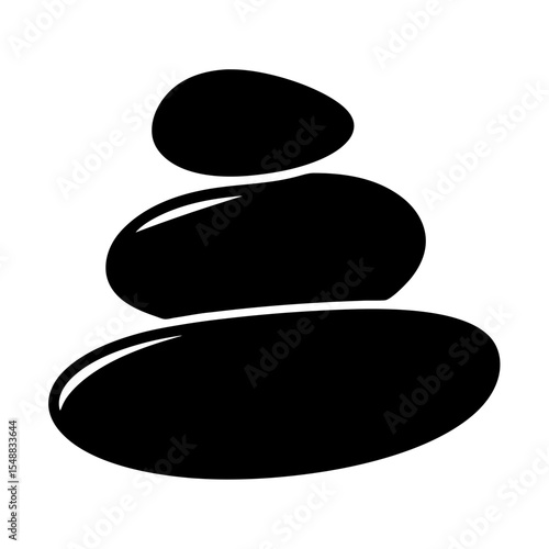 A zenlike black stone stack on white background for relaxation concept