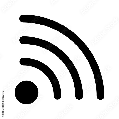 Simple black and white WiFi signal symbol radiating from access point