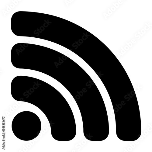 Black and white RSS feed icon illustration representing information syndication