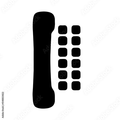 Black and White Illustration of a Landline Phone with Square Buttons