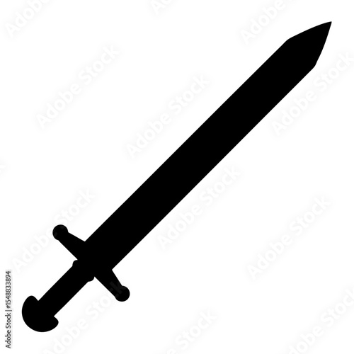 A Black Silhouette of a Medieval Sword with a Tapered Blade