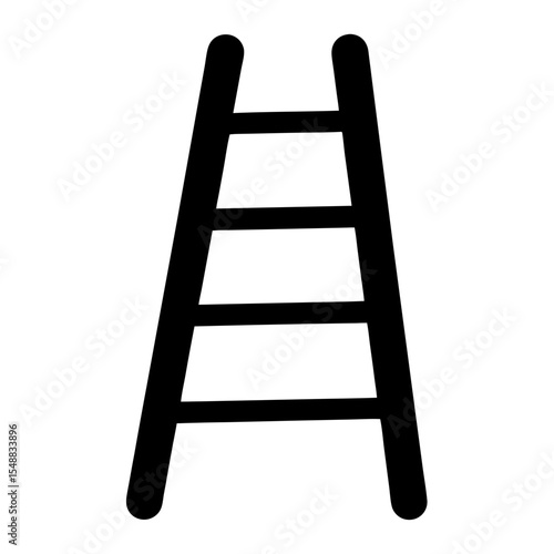 A simple black ladder with four rungs on a white background