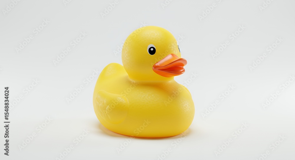 A Single Yellow Rubber Ducky on a White Background A Single Yellow Rubber Ducky on a White Background