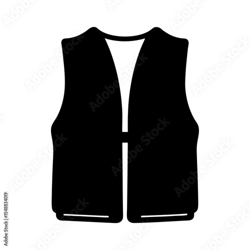 Safety First Black Life Vest Illustration for Boating and Water Activities