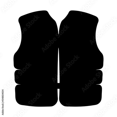 Black silhouette of a safety vest or life jacket on white