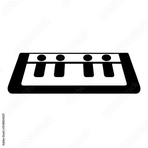 An abstract illustration of a black four element structure isolated on white
