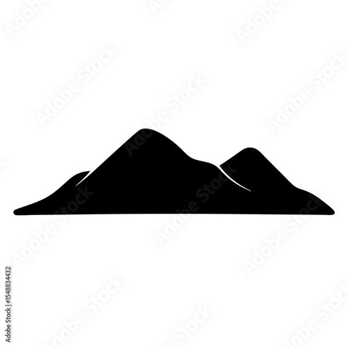 Silhouette of two mountain peaks in black and white simple graphic