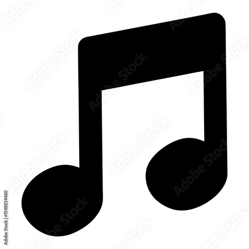 An isolated black silhouette image of a pair of musical notes