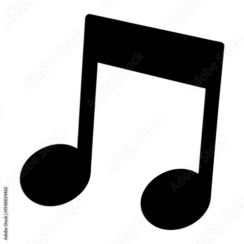 Black And White Illustration of a Musical Note with Two Flags