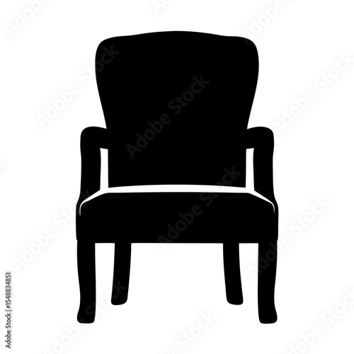 Elegant armchair silhouette representing comfort and timeless furniture design on white backdrop