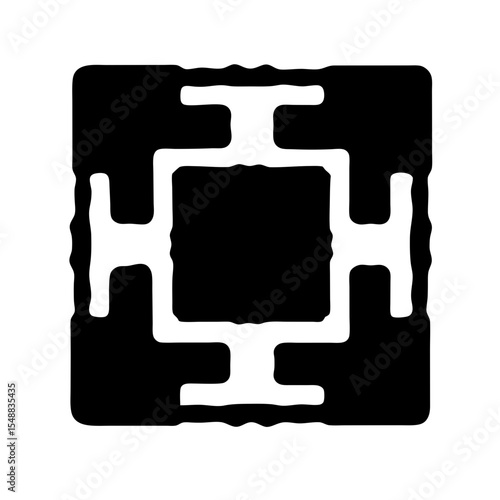 Abstract square shape with internal structure reminiscent of a cross design